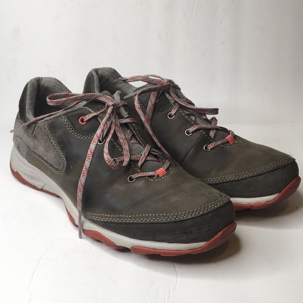Ahnu Sugar Venture Gray and Brown Suede Leather Low Top Sneakers